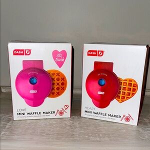 Dash Pink and Red Mini Waffle Maker Set